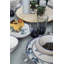 Service de table élégant en céramique 24 pièces, blanc et bleu / mauve | 100% antibactérien et céramique facile à nettoyer | Comprend 6 assiettes de service (11 po), 6 assiettes à dîner (7 po), 6 bols (5,5 po), 6 assiettes à dessert (8,7 po) | Va au lave-vaisselle jusqu'à 122 ° F