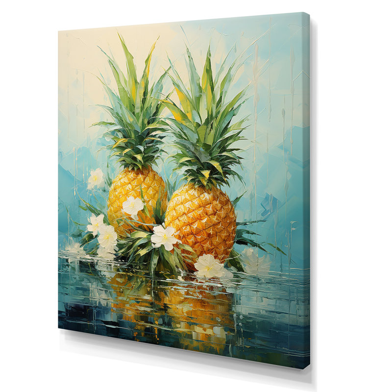 Ananas tropicaux généreusement ensoleillés III, Toile tendue, H 32 po x l 16 po x P 1 po