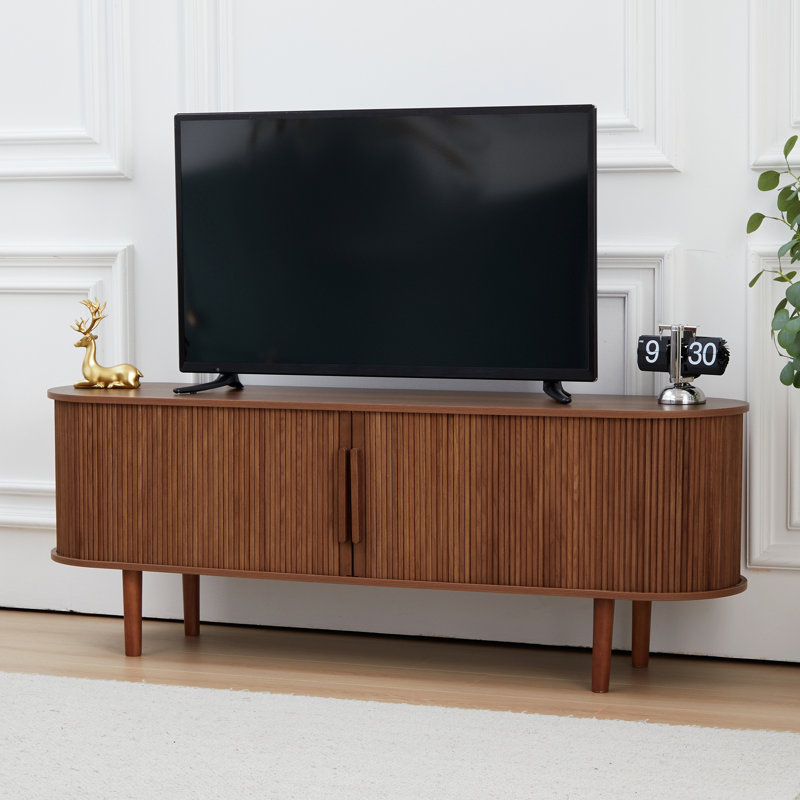 Mid-Century Oval TV Stand for TVs up to 70'', Walnut