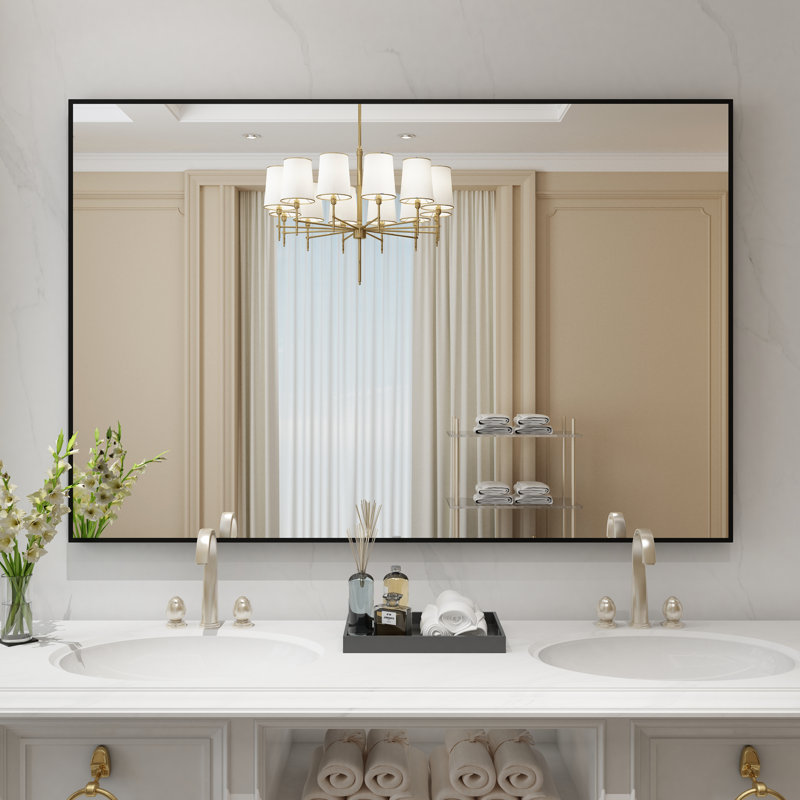 Miroir d'appoint Lesamuel, 32 po x 48 po, Noir mat, Rectangulaire