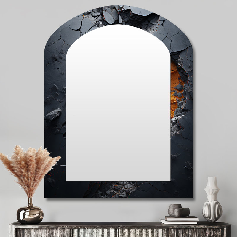 Fleurs bleues et blanches - miroir mural asymétrique unique à fleurs, miroir arqué traditionnel, impression sur métal