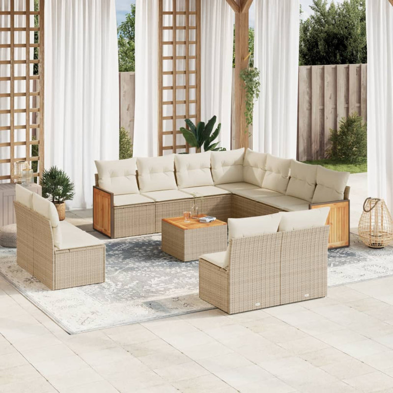 Ensemble de canapé de jardin Vidaxl, Beige, Blanc