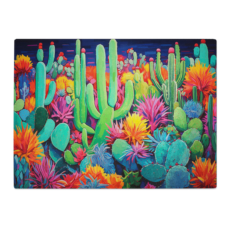Cactus Pop Art  Glass Chopping Board