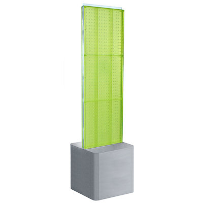 Two-Sided Pegboard Floor Display on Adjustable Studio Base. Panel Size: 16"W x 60"H