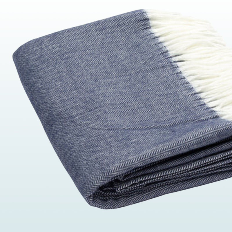 Trio Supply House Woven Herringbone Plush Throw Blanket, 59.85" L  x 49.88" W, Blue