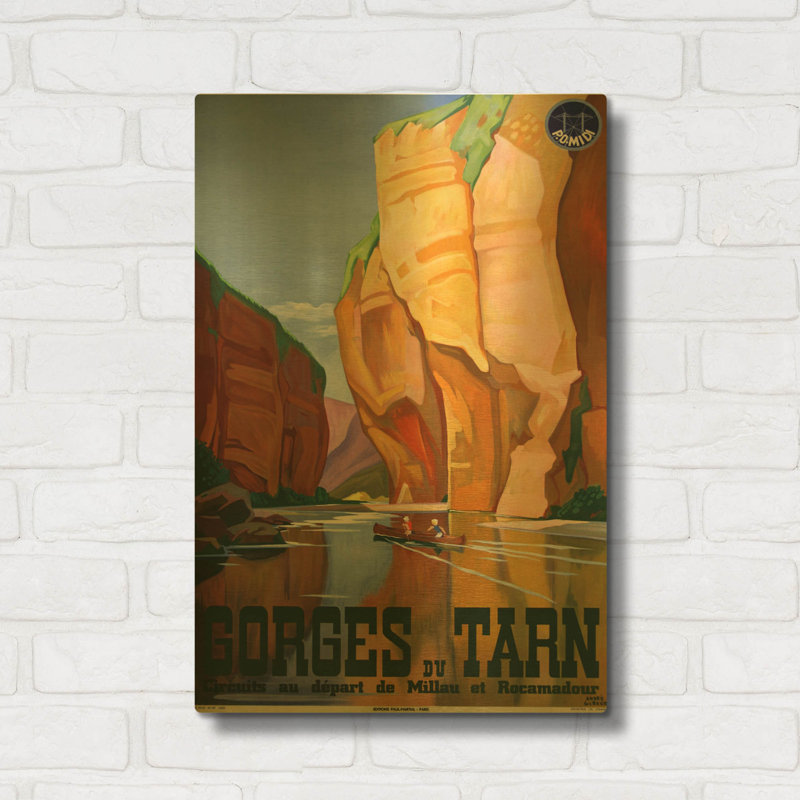 « Gorges du Tarn » par Vintage Posters, affiche murale en métal doré, 40,6 x 61 cm, 16"x24"
