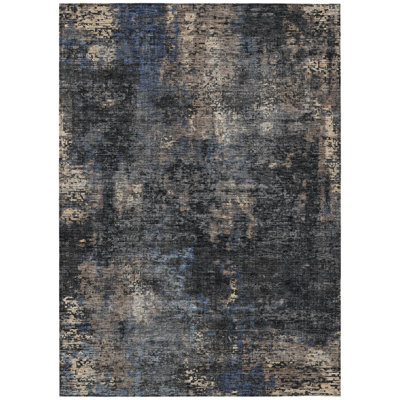 3' X 5' Charcoal Gray Abstract Washable Indoor Outdoor Area Rug