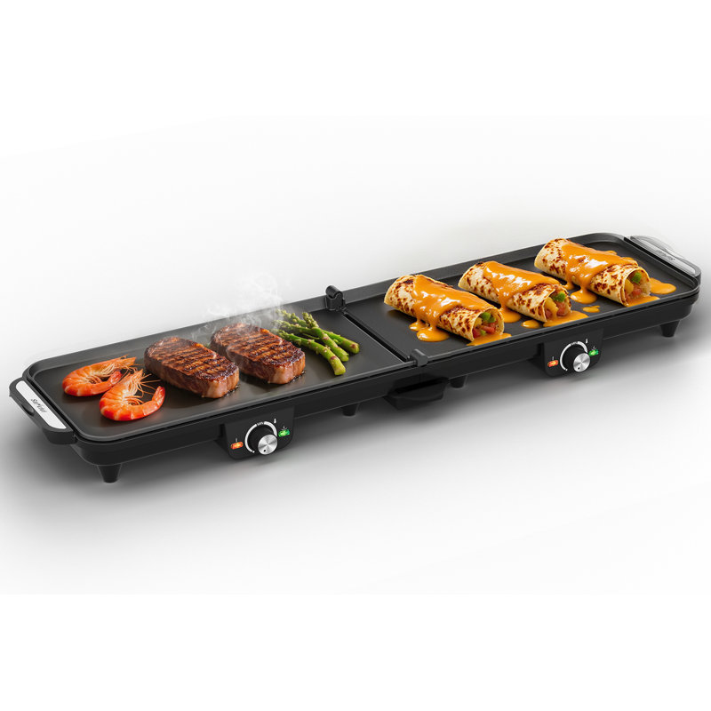 1600W Electric Griddle With Dual Cooking Zones