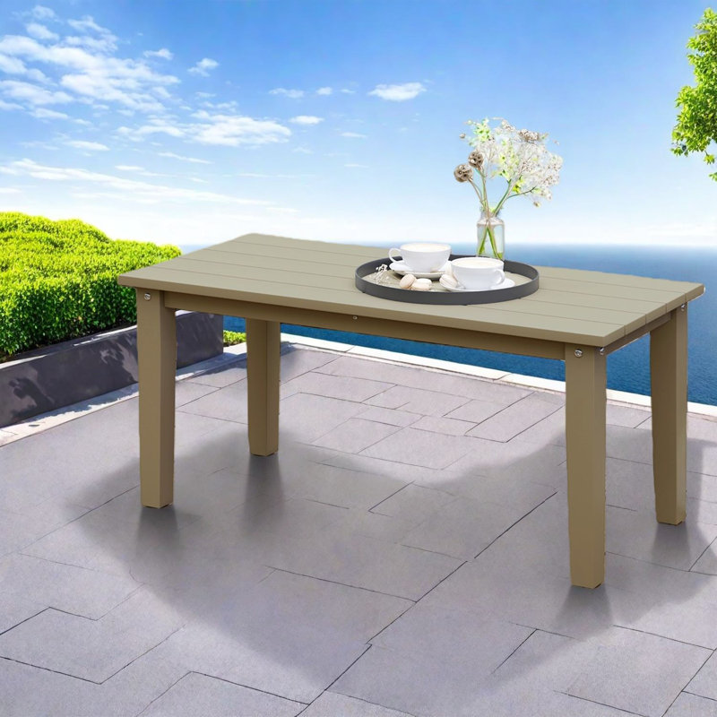All Weather Patio Tables, Hdpe 35.8 Inch Slatted Modern Backyard