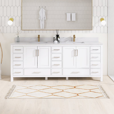 Meuble-lavabo autoportant avec lavabo double 84 po 84 po
