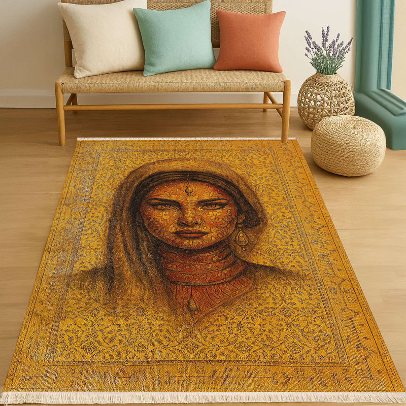 Golden Saffron Portrait Area Rug