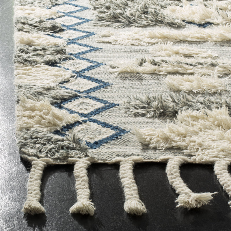 Cedar Drive Kenya Hand Knotted Wool/Cotton Southwestern Rug in Ivory/Gray, Rectangle 4' x 6'