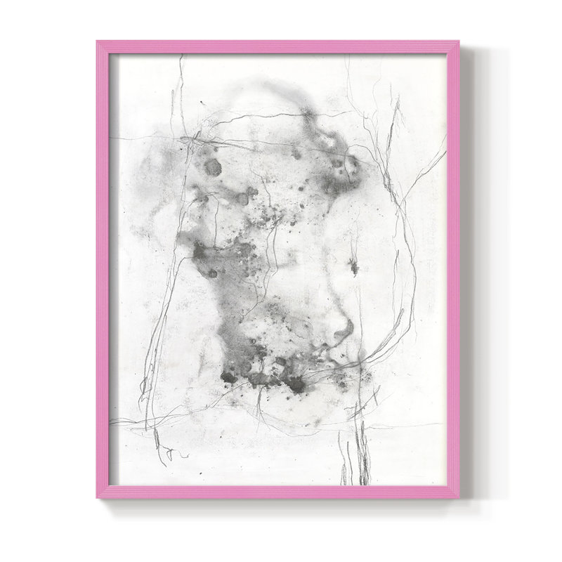 Graphite abstrait IV, reproduction encadrée - bois massif, Rose, H 10 po x l 8 po