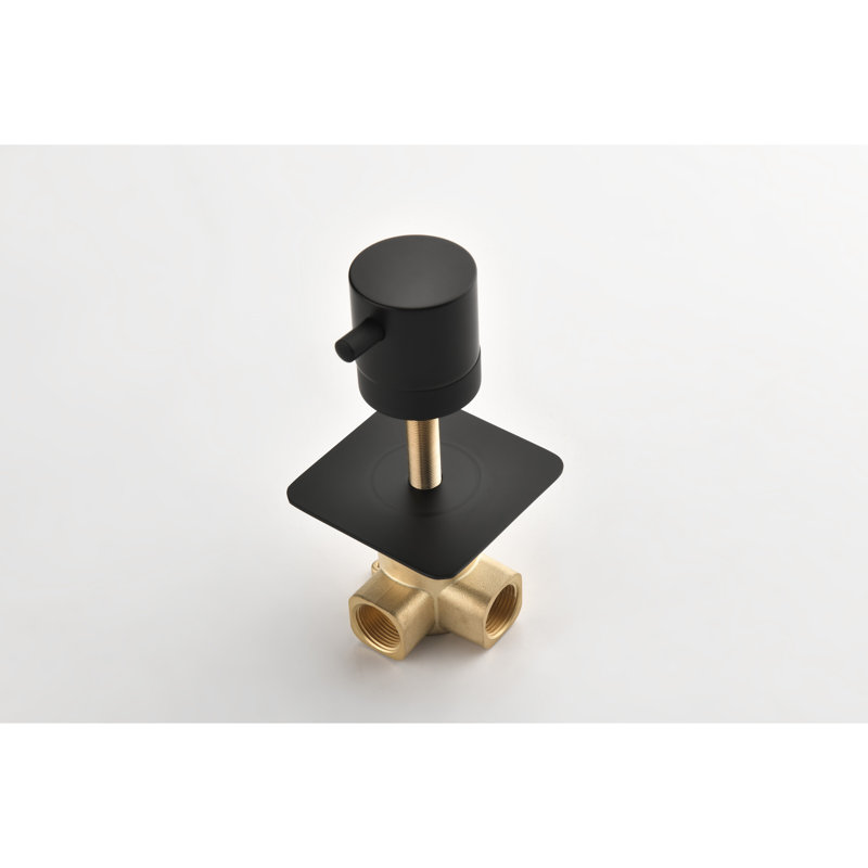3/4" Cast Metal Valve For Shower - High Flow, Brass Handle, , Matt Black Finish Extra Flow Metal, Black,