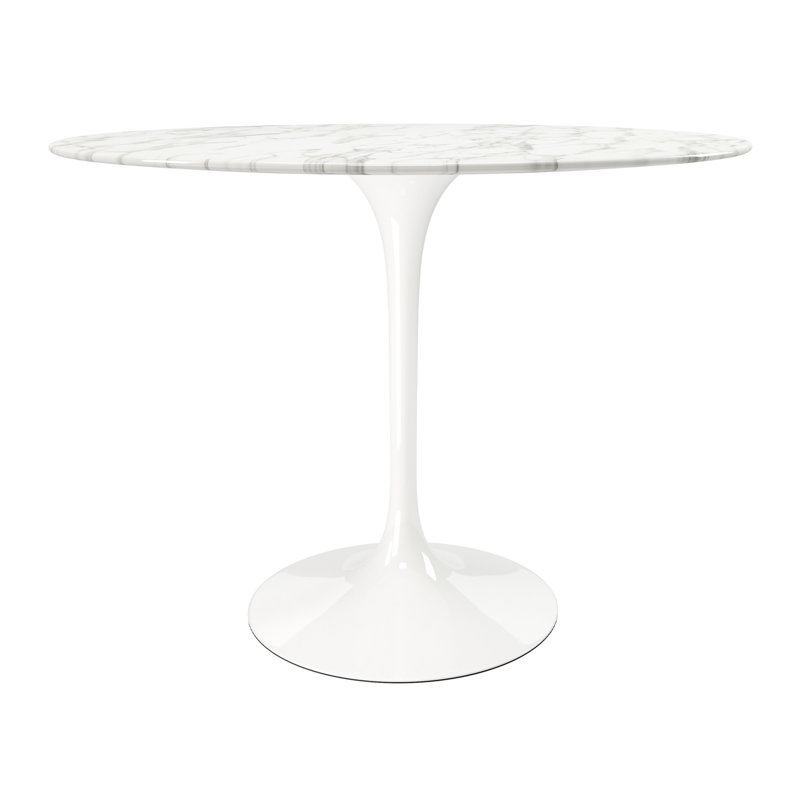 Table de salle à manger 40 po, White Marble/White