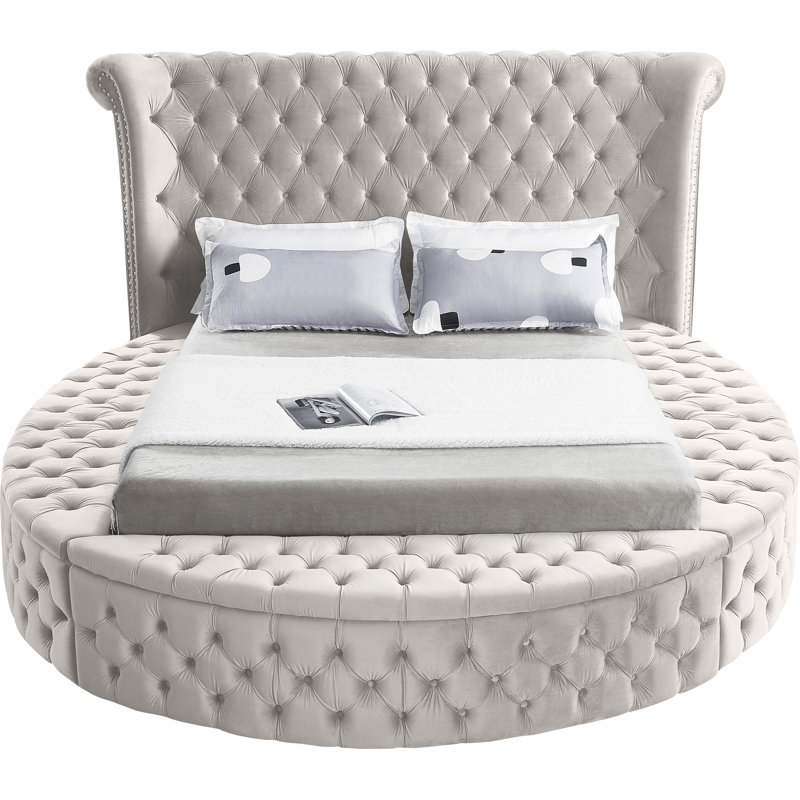 Dorgan Upholstered Wingback Bed, Cream Velvet, King