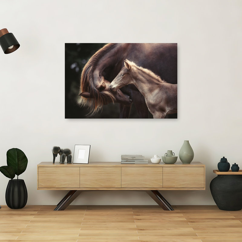Gentle Horse Bond, impression d'art mural cheval contemporain, H 40 po x l 60 po