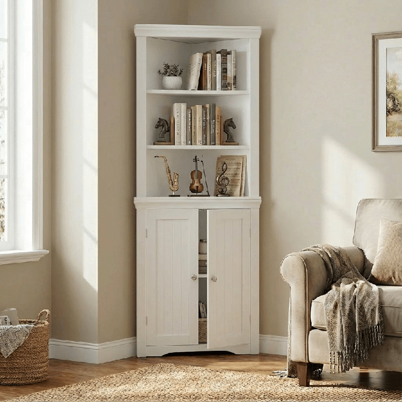 Anest 62.2" H x 24.4" W Corner Bookcase, White