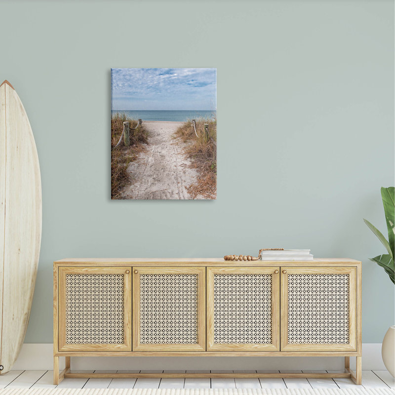 «Sandy Ocean Boardwalk Summer Horizon» par Mary Lou, photographie sur toile tendue, H 40 po x l 30 po x P 1,5 po