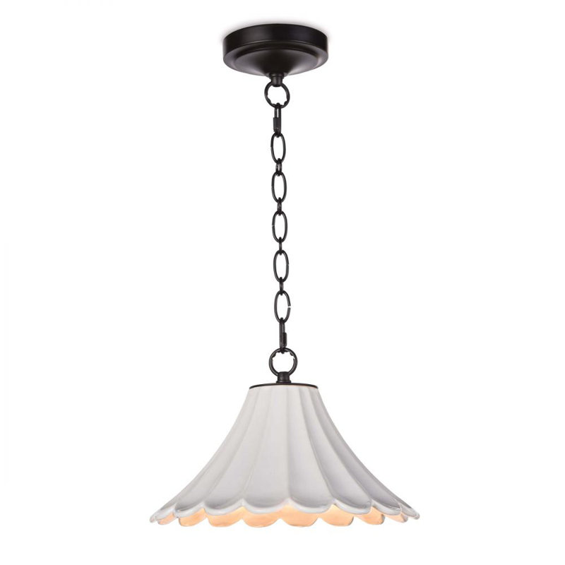 White Ceramic Scallop Empire Shade Pendant Light