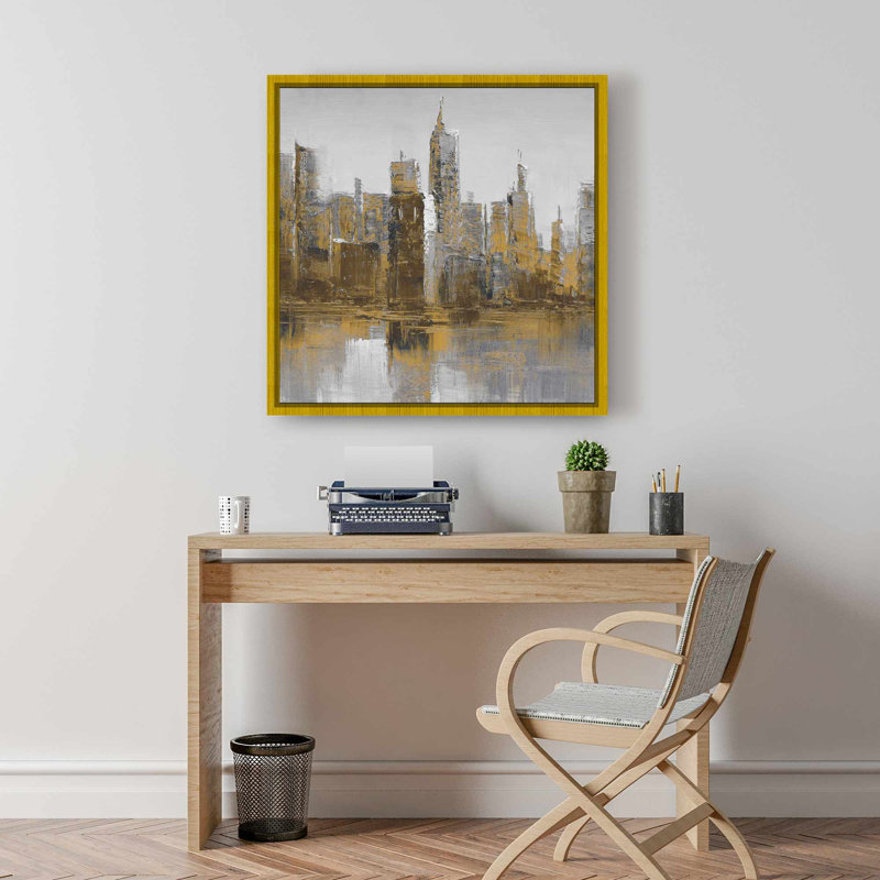 «Brown and Gloomy Cityscape», toile industrielle encadrée