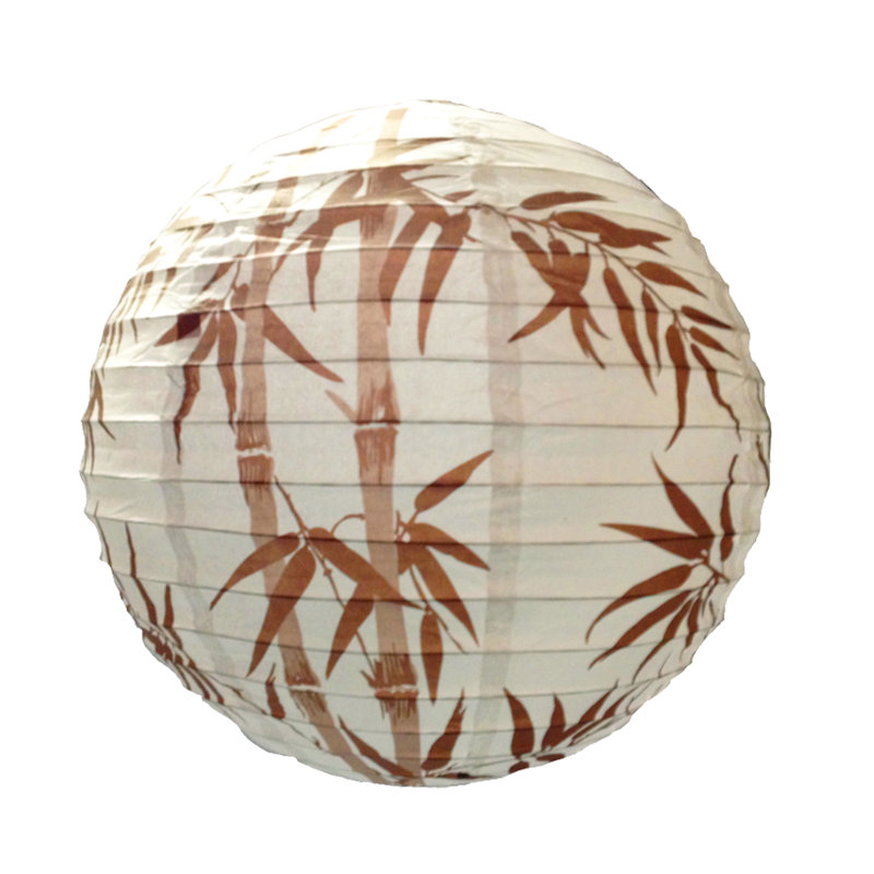 40cm H Paper Round Pendant Shade ( Clip On ), White/Brown