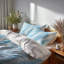 Ensemble de literie Coastal Bed of 6 - Édredon rayé bleu et blanc Glacier Lines-132020342