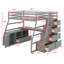 Lit mezzanine avec 7 tiroirs, 2 tablettes et un bureau-119804459