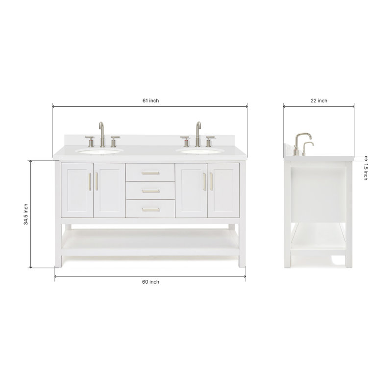 Magnolia Bath Vanity Oval Basin, White, Carrara White Marble, Rectangle 