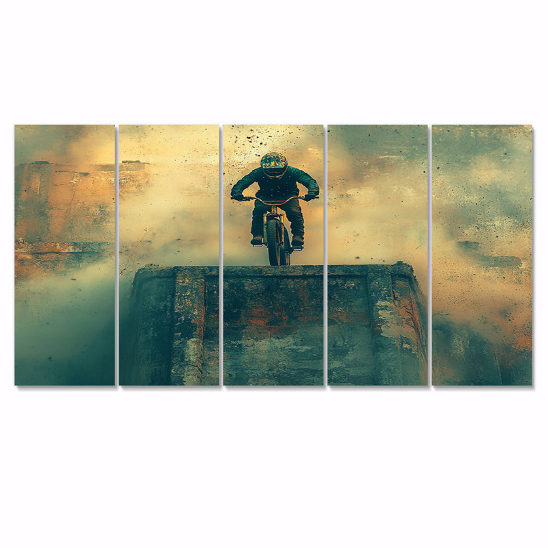 Green Freestyle Bmx Bike Tricks - Ensemble de décoration murale vélo, H 32 po x l 80 po