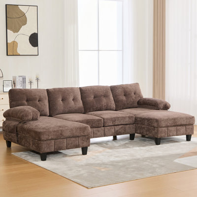 Canapé modulaire en U en chenille de 103,5 po avec méridienne double en U