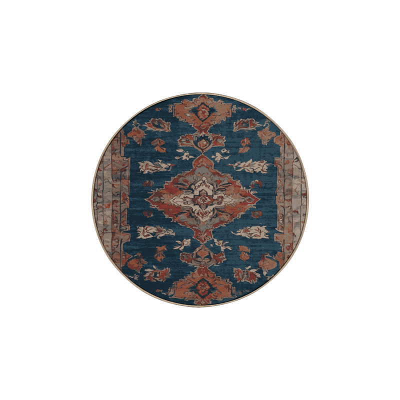 Tapis brun lavable à la machine, Rond 8 pi