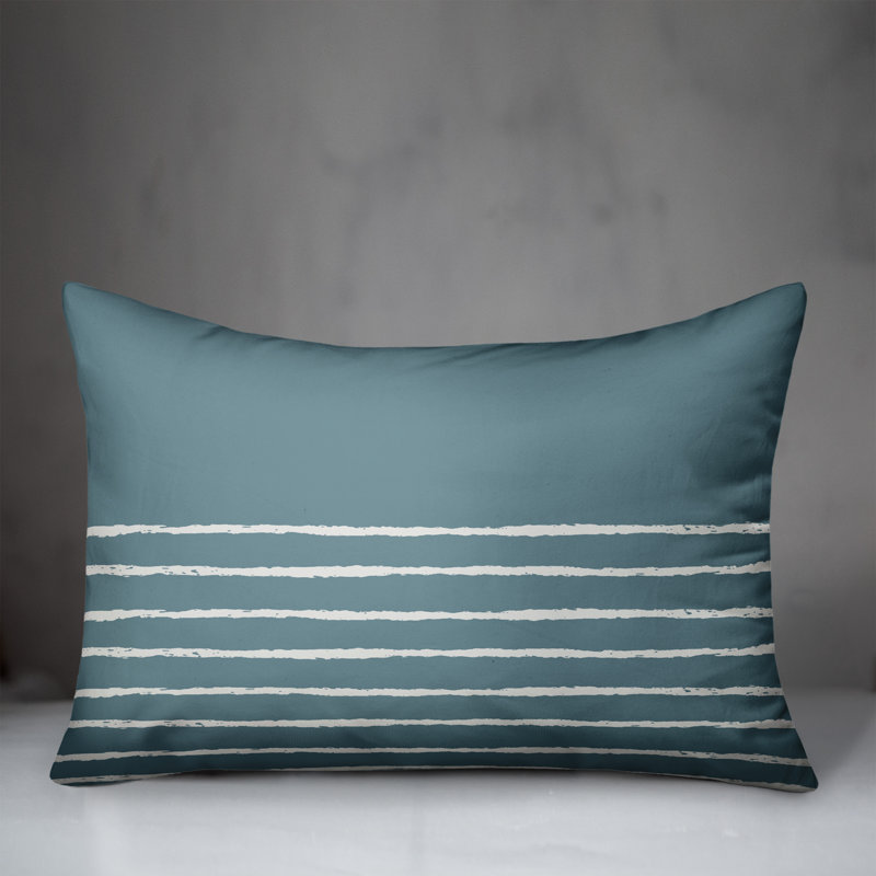 Aezaz Rectangular Pillow Cover & Insert, Sea Glass/White