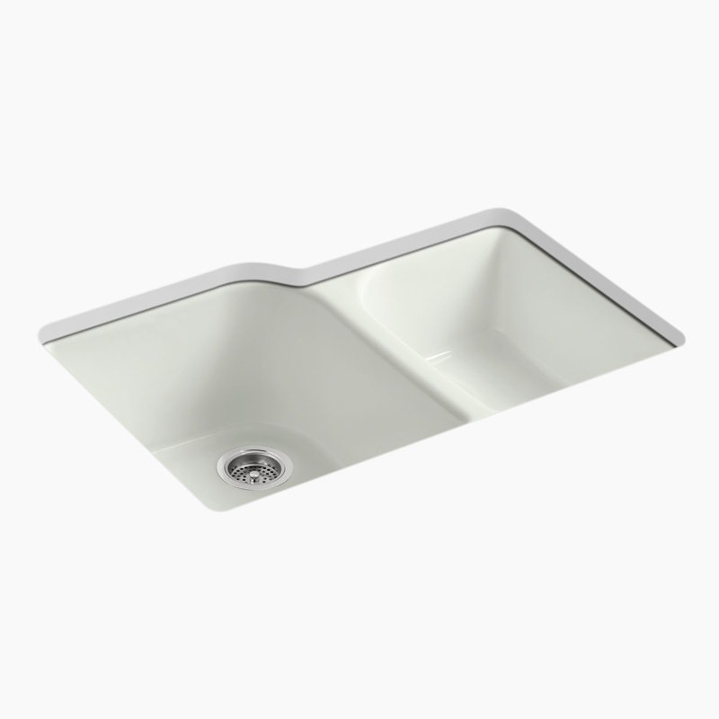 Executive Chef 33" L x 22" W Undermount Kitchen Sink with 4 Oversize Faucet Holes, Dune