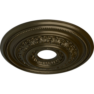 Endurathane Orleans Ceiling Medallion, 17 5/8"OD X 3 5/8"ID X 1 7/8"P (Fits Canopies up to 4 5/8"), Hand-Painted Green Gold Finish
