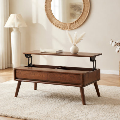 Elevating Center Table Low Table 100% Solid Oak Wood Top Plate Desk Coffee Table