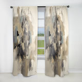 Fabiola Grey Beige Geometric Blend Ii Minimalism Curtain Velvet Room Darkening 1 Panel