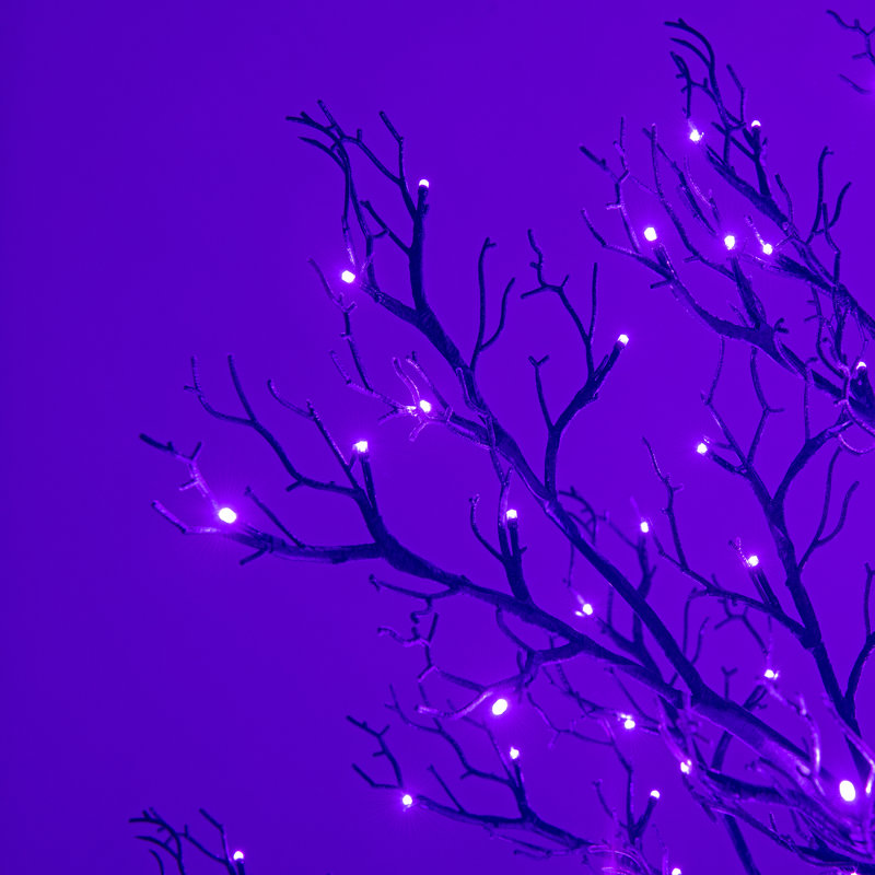 6' Halloween Black Willow LED Tree