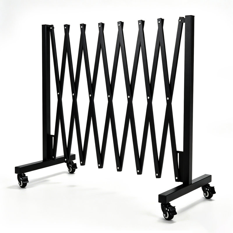 Barrière de barricade extensible 10 pi, barrière de sécurité pliante en métal avec 4 roues, clôture de circulation rétractable pour usage industriel ou résidentiel (10 pi)