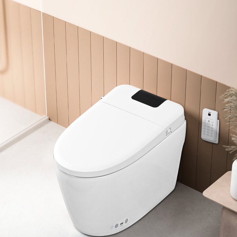 Toilette blanche intelligente avec buse autonettoyante, siège chauffant, affichage à DEL, nuit, fonction occultante du bidet avec capteur de pied