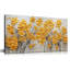 SKYRISE abstrait doré jaune floral / floral, décoration murale, convient aux salons, décor d'art moderne sur toile