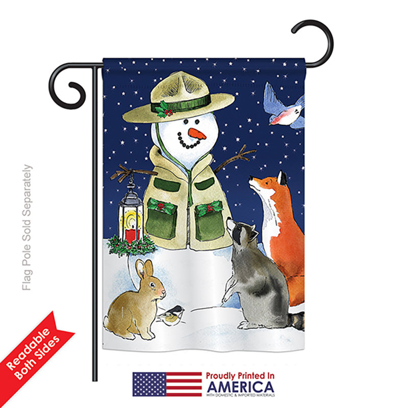 Le dépôt de neige en hiver de 2 côtés 18,5 x 13 po drapeau de jardin, Bleu pâle, Polyester