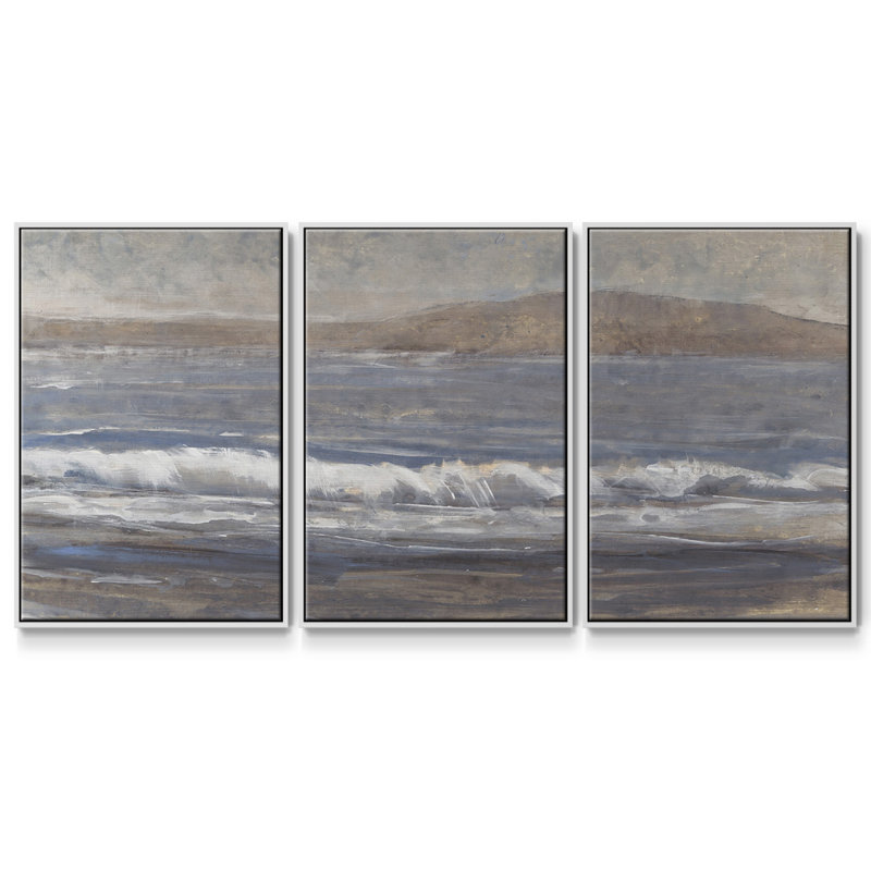 «Sandy Beach II», reproduction sur toile 3 pièces, H 24 po x l 48 po x P 2 po, Blanc