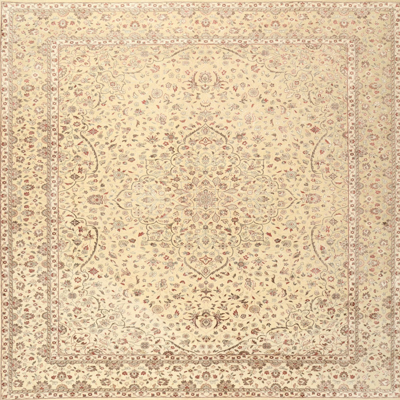 Tapis traditionnel beige / rose clair Bonas, Carré 3 pi