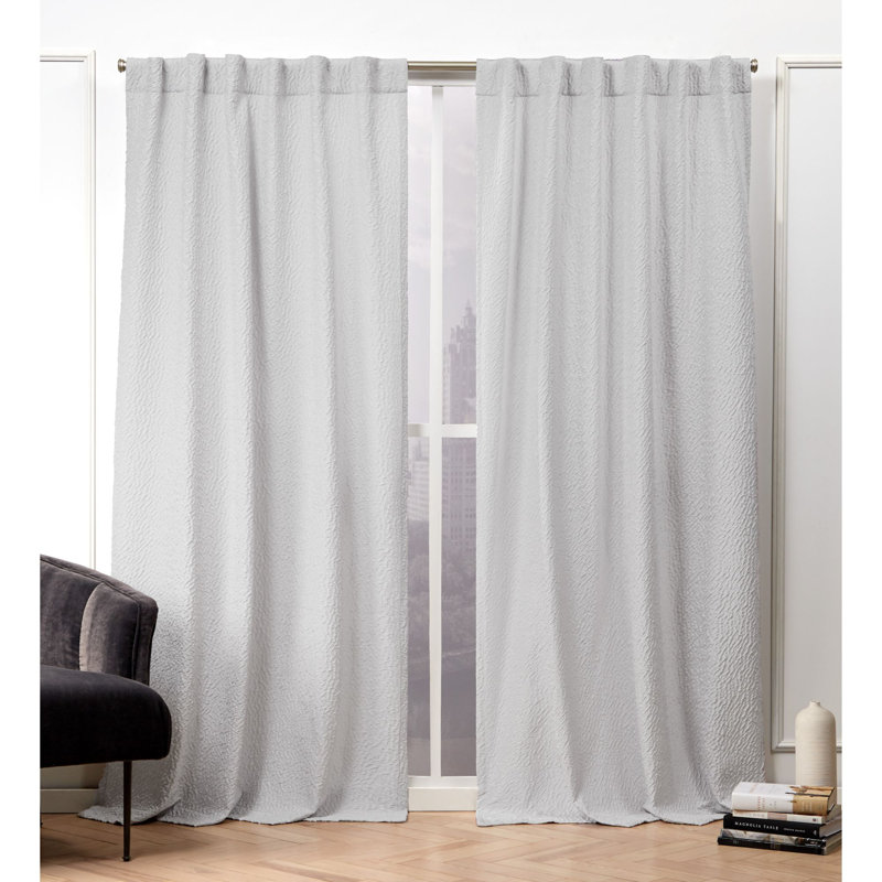 Nicole Miller Textured Matelassé Hidden Tab/Rod Pocket Top Light Filtering Curtain Panel Pair, 50" x 84", Dove Gray
