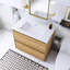 35,43 po W Meuble-lavabo autoportant en chêne avec résine blanc brillant