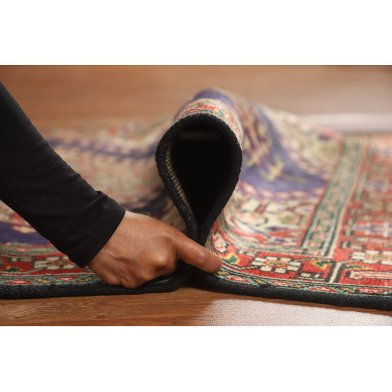 Tapis bleu marine à motif géométrique 3x5