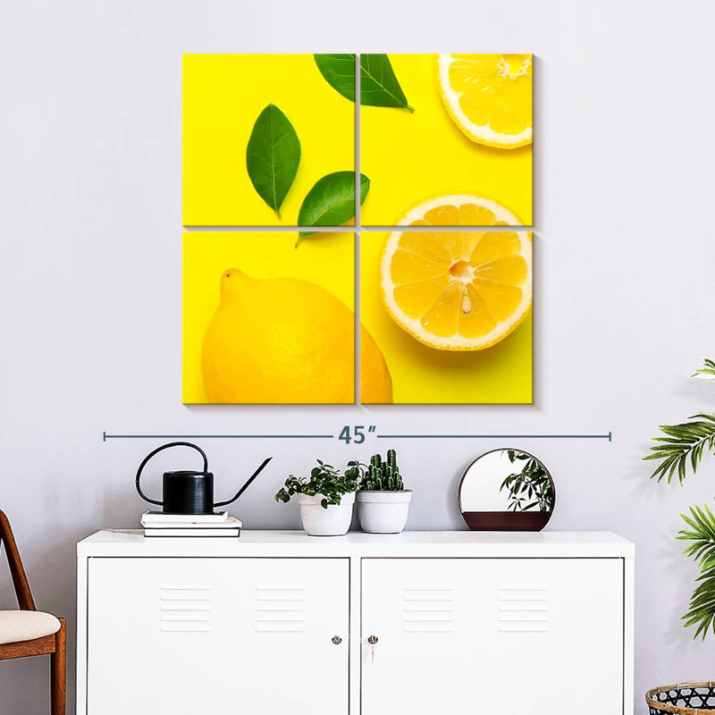 Yarlin citrons sur jaune, H 32 po x l 32 po