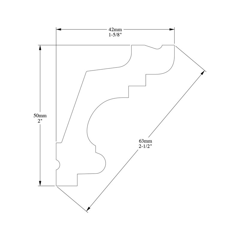 78-Inch White Polyurethane Crown Moulding