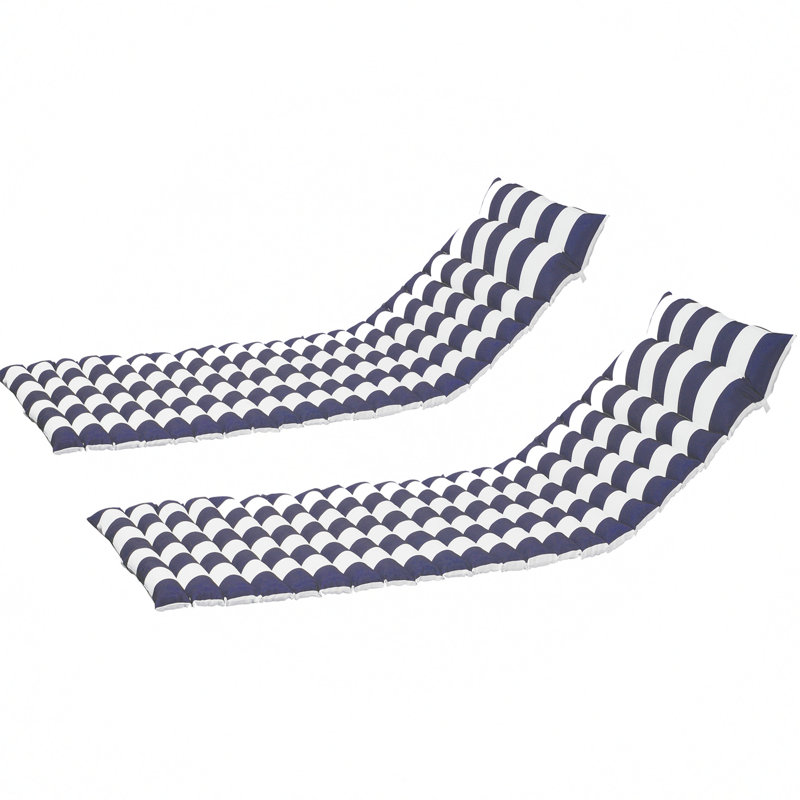 Chaise longue d'extérieur Levo, Rayures bleues et blanches